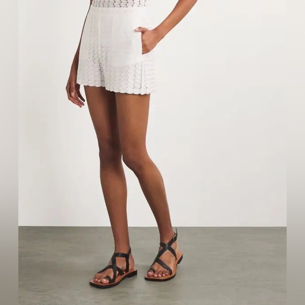MISSONI Curved Zig-Zag Open Weave Knit Brilliant White Lace Shorts EUC IT40/US4 - Picture 3 of 12